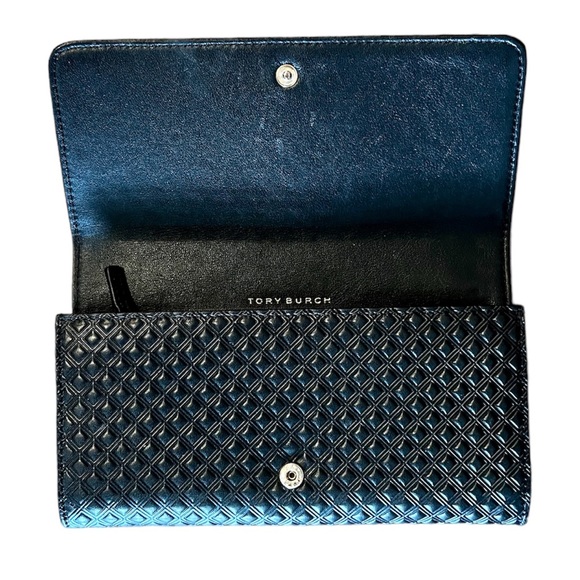 TORY BURCH Marion Quilted Embossed Leather Envelope Wallet Multi Gusseted - Picture 3 of 10